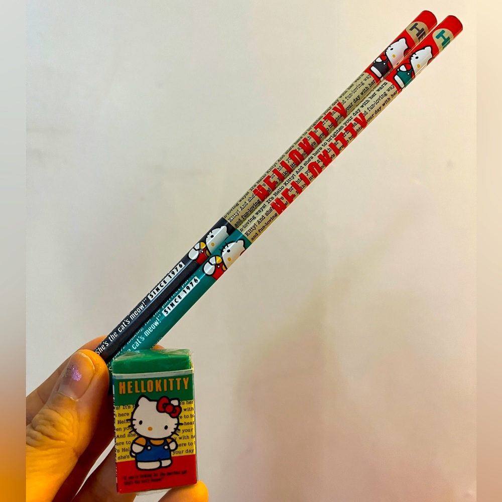 HELLO KITTY 1989 Made in Japan Eraser Pencil Pen Art SANRIO Vintage Sharpener